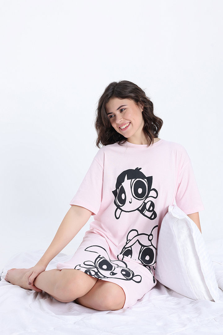 Zivame Power Puff Knit Cotton Loungewear Dress - Barely Pink — image 6